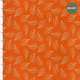 Orange Background Leaf Patterned Digital Printed Fabric